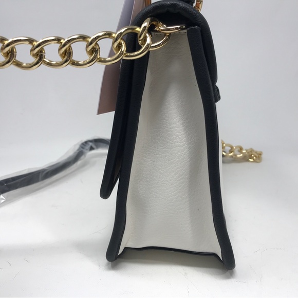 JustFab Color Blocked Messenger Bag, Size  10”L x 8”H x 4”D - Black/Cognac/White - Picture 11 of 13